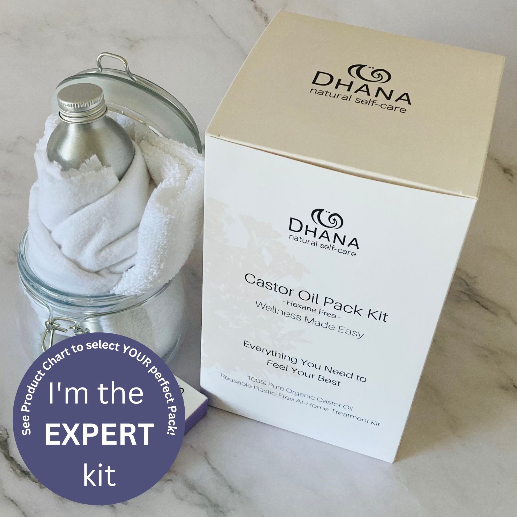 Expert Castor Oil Pack Kit from Dhana Self-Care