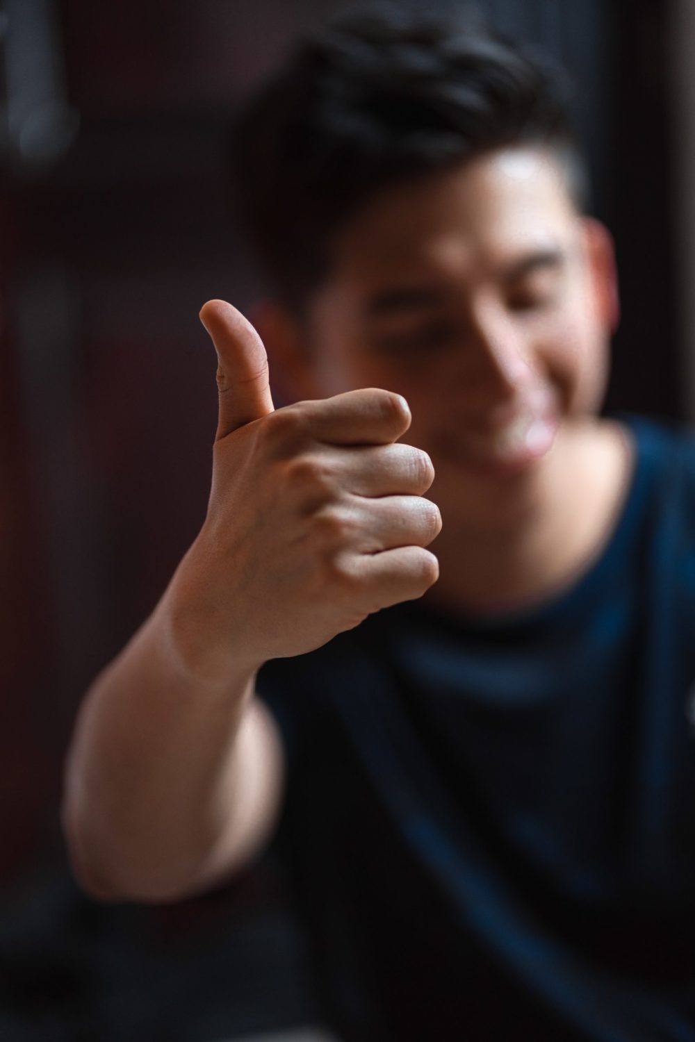 thumbs up from a man