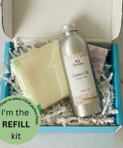 Refill Castor Oil Pack Kit (bottle of oil and flannel in a turquoise box)