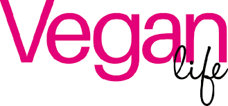 Bright pink reads Vegan; black reads life - magazine title logo (now cancelled)